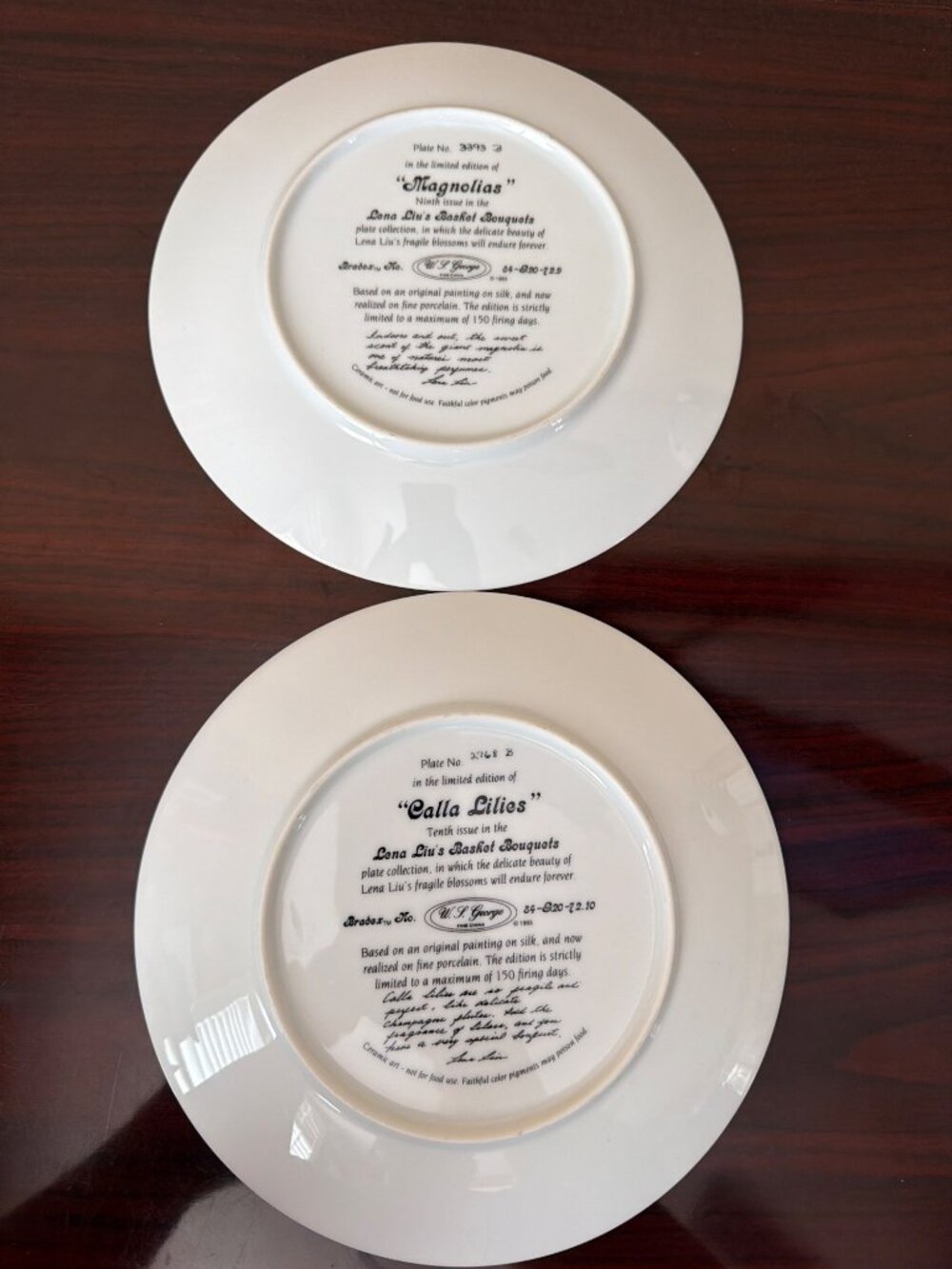 1992 Lena Liu Basket Bouquets W.S. George Set of 11 Collector Plates Missing #11 - Picture 11 of 15